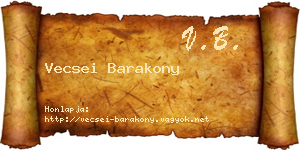 Vecsei Barakony névjegykártya